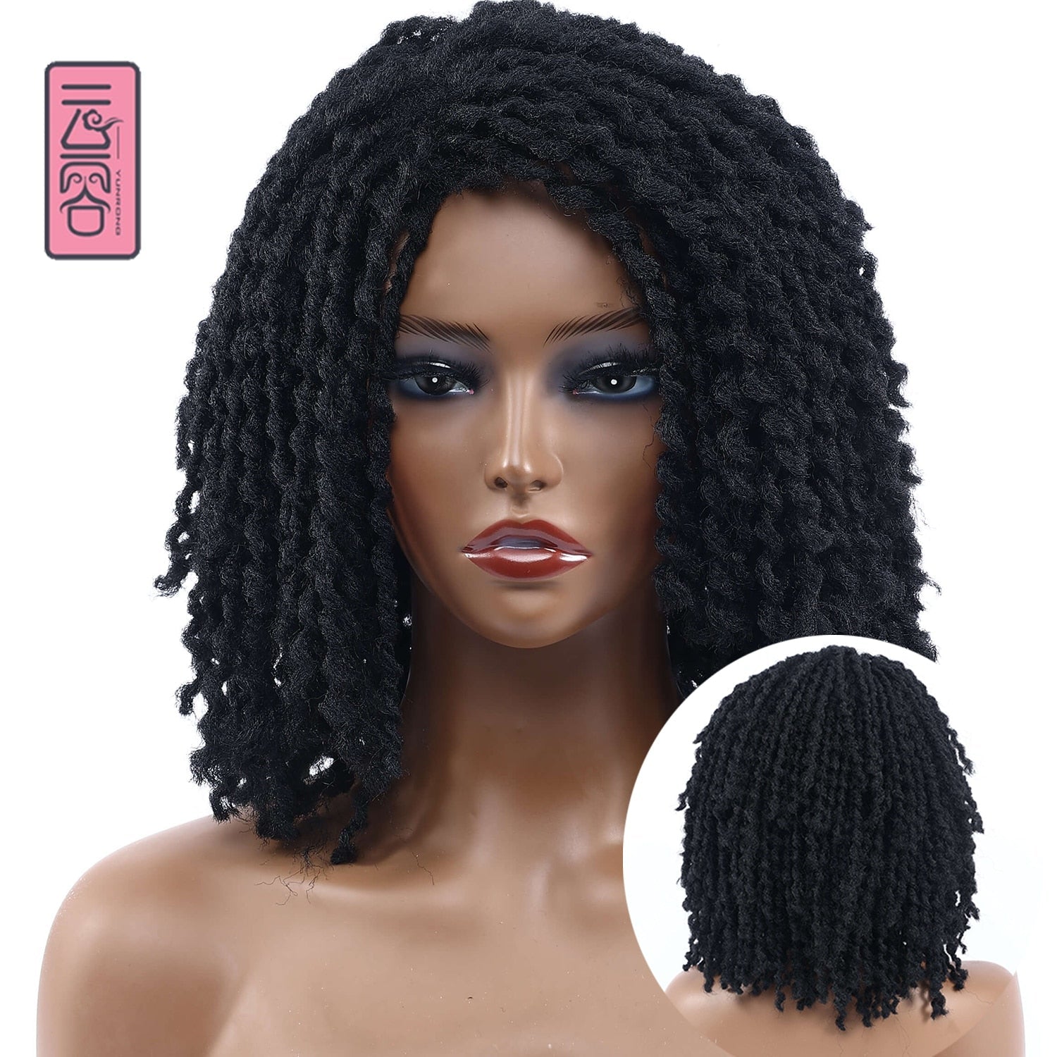 10" Braided Wigs Afro Bob Wig Synthetic Dreadlock Wigs Short Curly - Flexi Africa - Flexi Africa offers Free Delivery Worldwide - Vibrant African traditional clothing showcasing bold prints and intricate designs