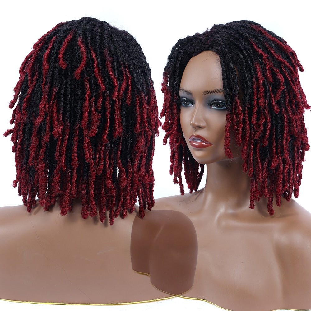 10" Braided Wigs Afro Bob Wig Synthetic Dreadlock Wigs Short Curly - Flexi Africa - Flexi Africa offers Free Delivery Worldwide - Vibrant African traditional clothing showcasing bold prints and intricate designs