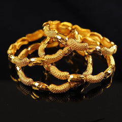 4PC Gold - Plated Ethiopian Bangle Set for Women – Middle Eastern & African Bracelet Jewelry - Free Delivery Worldwide only at Flexi Africa