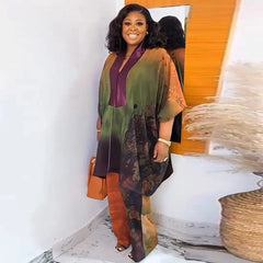 Plus Size African 2PC Set for Women – Dashiki Print Top & Pants Outfit