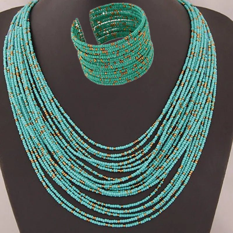 Acrylic Bead Jewelry Sets: Fashionable Necklaces and Bangles for Women - Multicolor Necklace New Jewelry Set - Flexi Africa