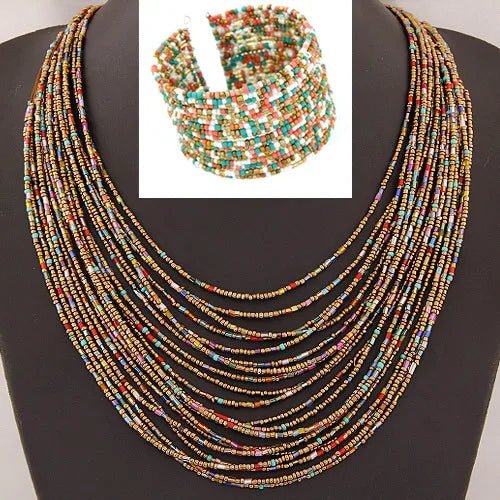 Acrylic Bead Jewelry Sets: Fashionable Necklaces and Bangles for Women - Multicolor Necklace New Jewelry Set - Flexi Africa