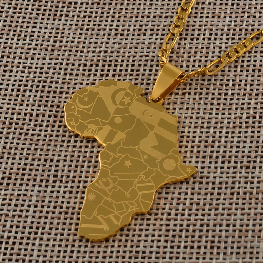 Africa Map Pendant Necklaces in Silver and Gold: Stylish Jewelry for Women and Men - Free Delivery Worldwide