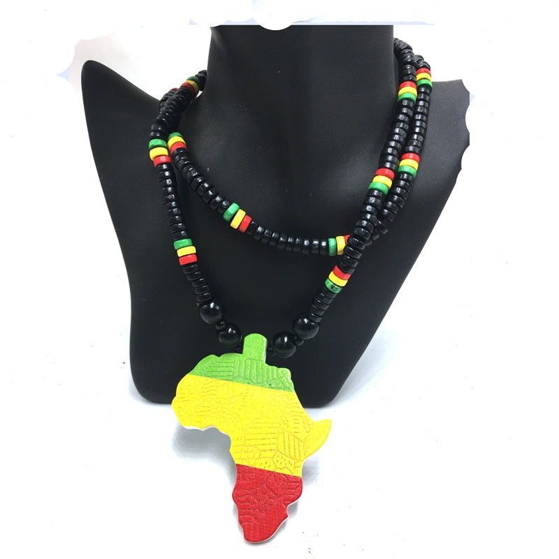 African Map Wooden Pendant Necklace - Flexi Africa - Flexi Africa offers Free Delivery Worldwide - Vibrant African traditional clothing showcasing bold prints and intricate designs