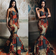 African Print Mermaid Gown - Elegant Banquet Dress | African Maxi Party Dress | Stylish Ankara Fashion Gown - Flexi Africa - Free Delivery Worldwide only at www.flexiafrica.com