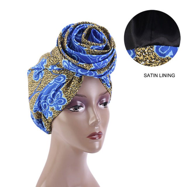 African Print Stretch Bandana Head Wrap Floral Ankara Dashiki Women - Flexi Africa - Flexi Africa offers Free Delivery Worldwide - Vibrant African traditional clothing showcasing bold prints and intricate designs