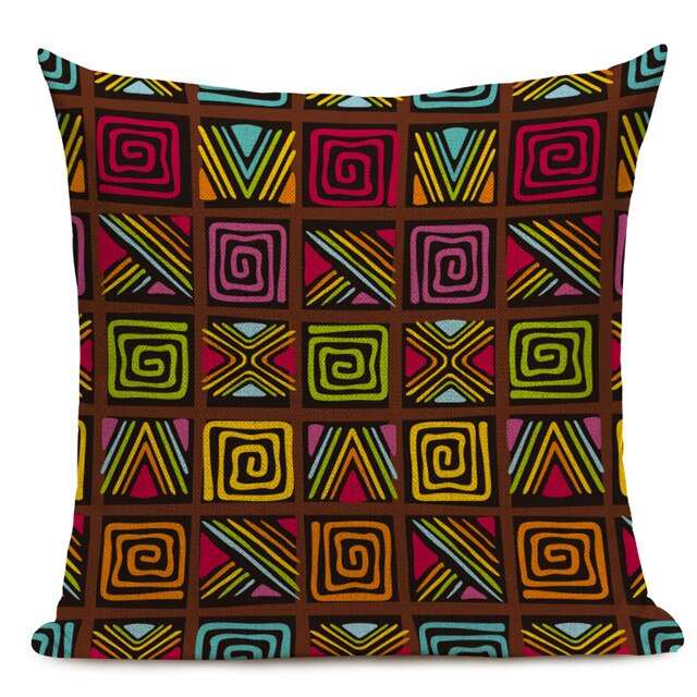 African Style Cushion Cover Tribal Geometric Pattern Decorative Linen Pillow Case Cover for Sofa Home Decor - Flexi Africa