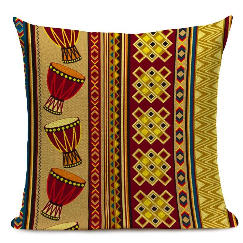 African Style Cushion Cover Tribal Geometric Pattern Decorative Linen Pillow Case Cover for Sofa Home Decor - Flexi Africa