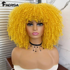 Afro Kinky Curly Wig for Black Women - Short, Synthetic, Blonde, Red, Ombre, Glueless, High - Temperature Cosplay Wigs - Free Delivery Worldwide only at Flexi Africa