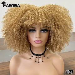 Afro Kinky Curly Wig for Black Women - Short, Synthetic, Blonde, Red, Ombre, Glueless, High - Temperature Cosplay Wigs - Free Delivery Worldwide only at Flexi Africa