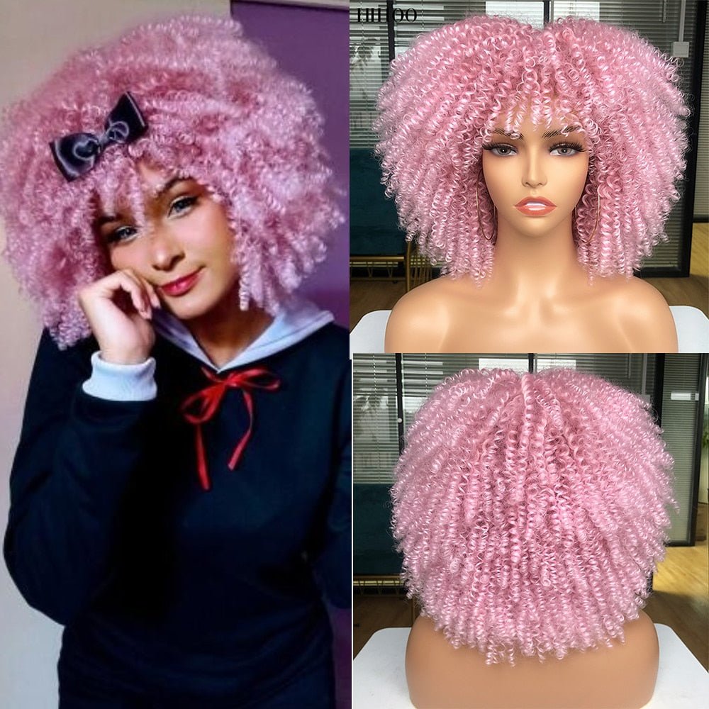 Afro Kinky Wig 14" with Bangs for Black Women - Perfect for Cosplay and Natural Hair Looks - Free Delivery Worldwide only at Flexi Africa