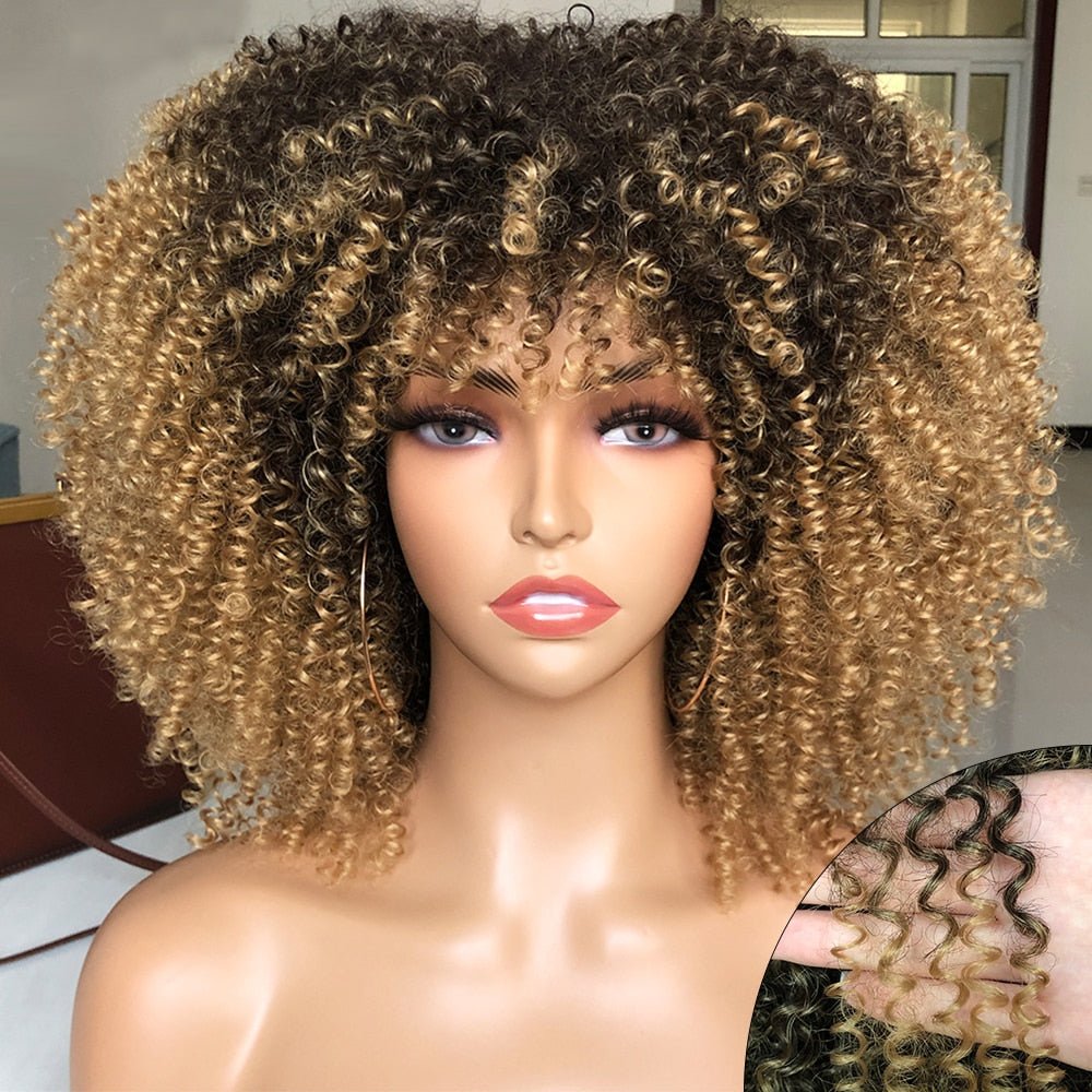 Afro Kinky Wig 14" with Bangs for Black Women - Perfect for Cosplay and Natural Hair Looks - Free Delivery Worldwide only at Flexi Africa