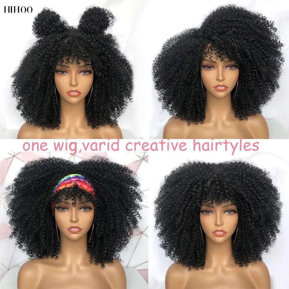 Afro Kinky Wig 14" with Bangs for Black Women - Perfect for Cosplay and Natural Hair Looks - Free Delivery Worldwide only at Flexi Africa