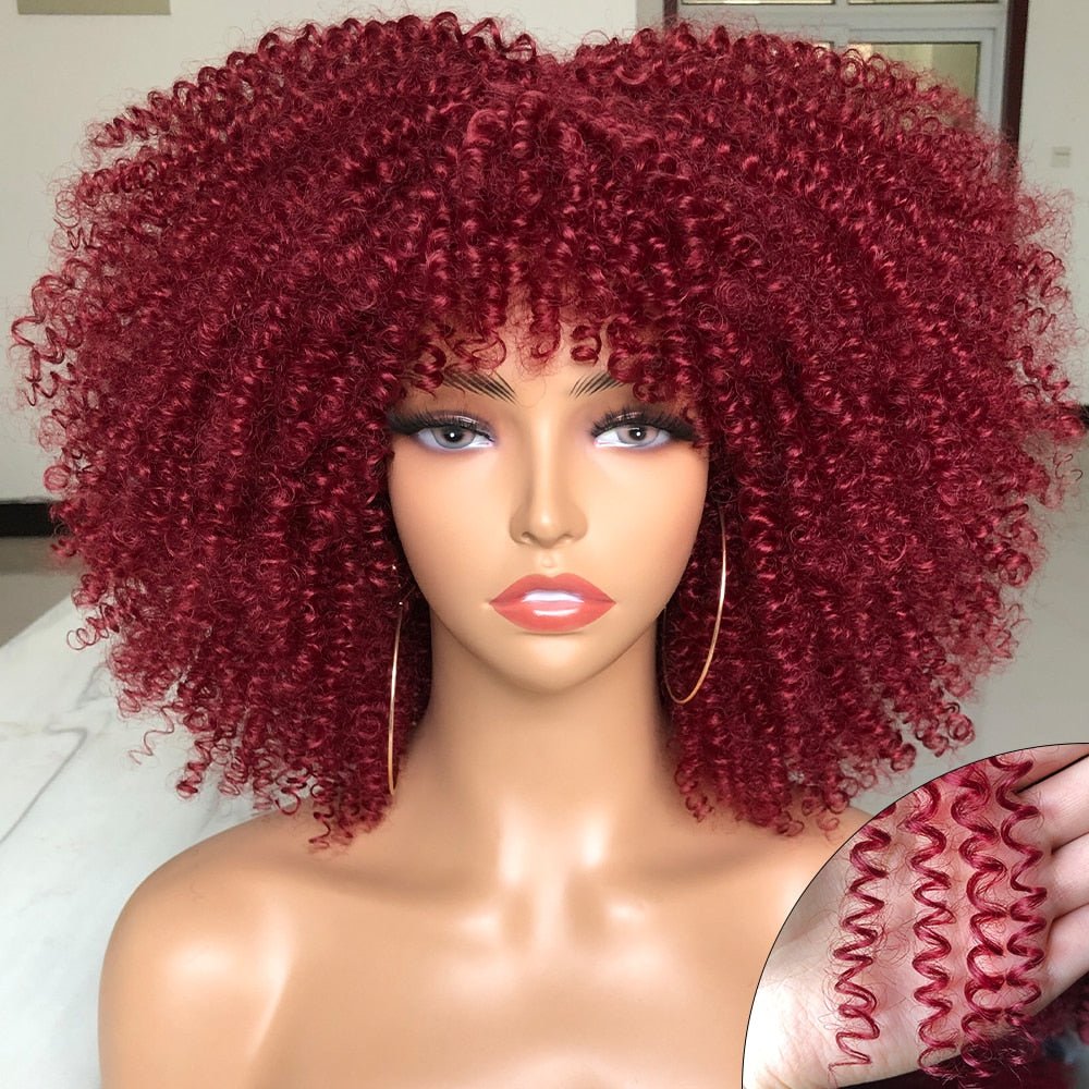 Afro Kinky Wig 14" with Bangs for Black Women - Perfect for Cosplay and Natural Hair Looks - Free Delivery Worldwide only at Flexi Africa