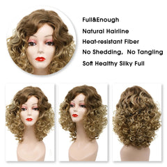 Amir Synthetic Wig Afro Curly Hair Wigs Brown Short Kinky Curly Fluffy Blond Wigs - Free Delivery Worldwide only at Flexi Africa