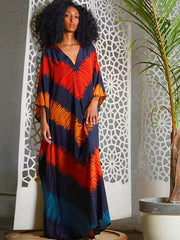 Batwing Sleeve Dashiki African Maxi Dress Loose Fit Robes - Flexi Africa - Flexi Africa offers Free Delivery Worldwide - Vibrant African traditional clothing showcasing bold prints and intricate designs