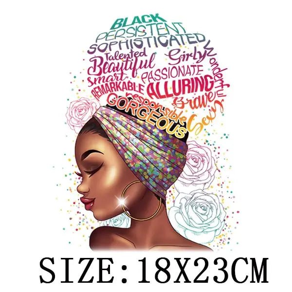 Beautiful African Lady Iron - On Thermo Transfer Patch - Washable DIY Applique for Clothing - Free Delivery Worldwide only at Flexi Africa