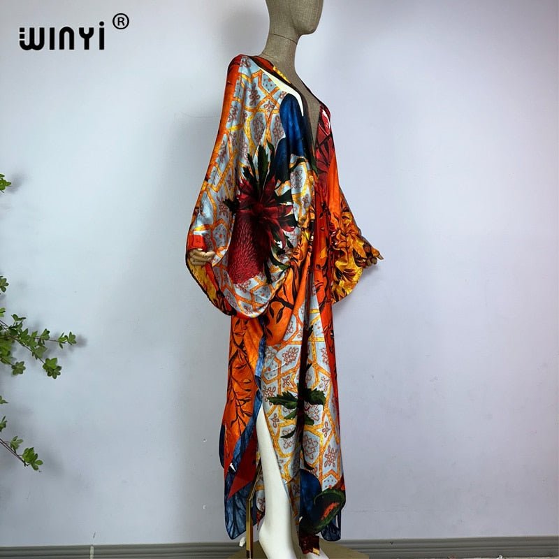 Bohemian Elegance: Silk Rayon Maxi Beach Dress with Hand-Rolled Feel - Flexi Africa - Free Delivery www.flexiafrica.com