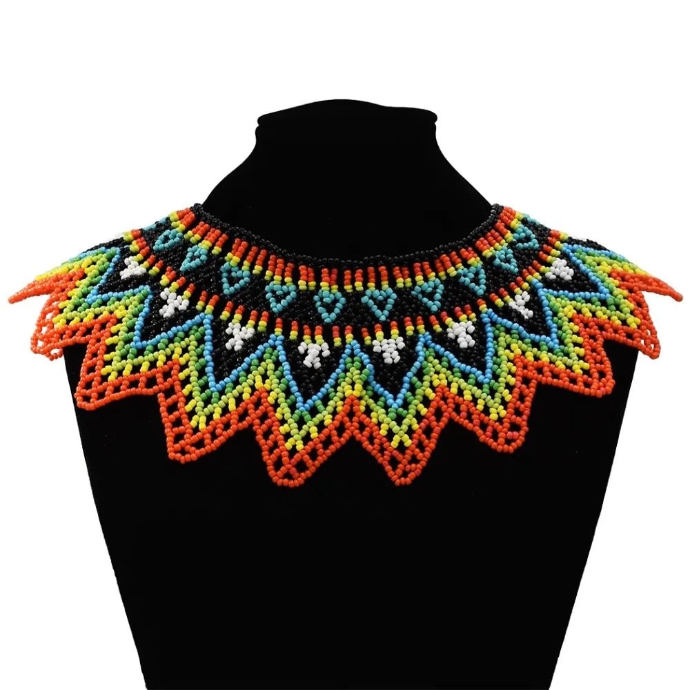 Bohemian Multicolored Beaded Choker: Vibrant Tribal Necklace for Women's Party Wear - Flexi Africa - Flexi Africa offers Free Delivery Worldwide - Vibrant African traditional clothing showcasing bold prints and intricate designs