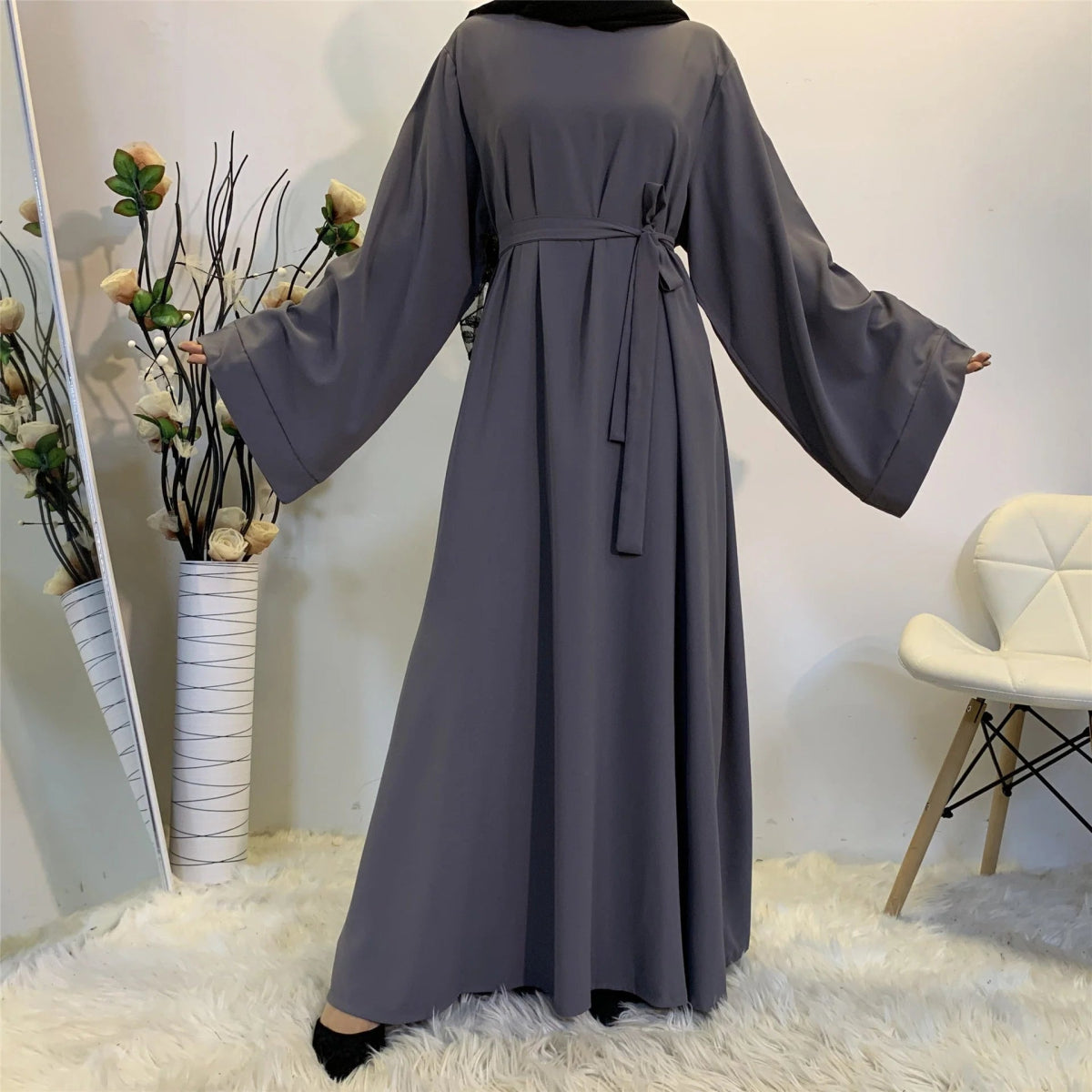 Chic and Modest: Muslim Fashion Hijab Dubai Abaya Long Dresses with Sashes for Women - Free Delivery Worldwide only at Flexi Africa