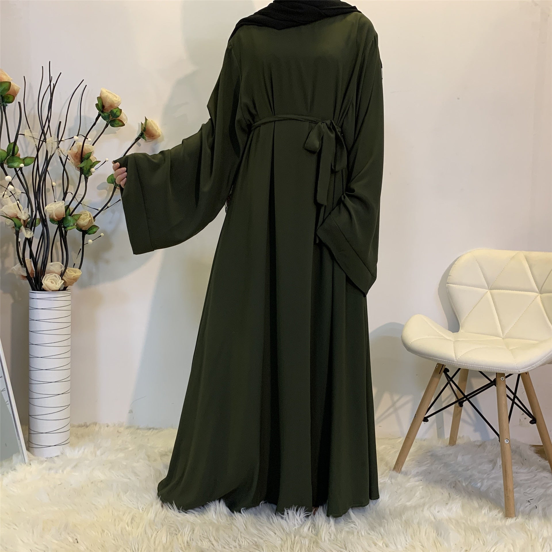 Chic and Modest: Muslim Fashion Hijab Dubai Abaya Long Dresses with Sashes for Women - Free Delivery Worldwide only at Flexi Africa