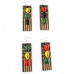 Colorful African Rasta Wooden Earrings for Women - Mix and Match Available - Flexi Africa - Free Delivery Worldwide only at www.flexiafrica.com