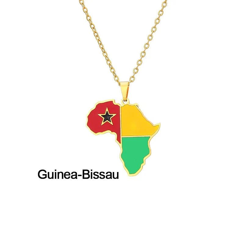 Continent Chic: African Map Geometric Pendant Necklace in Stainless Steel - Free Delivery Worldwide only at Flexi Africa