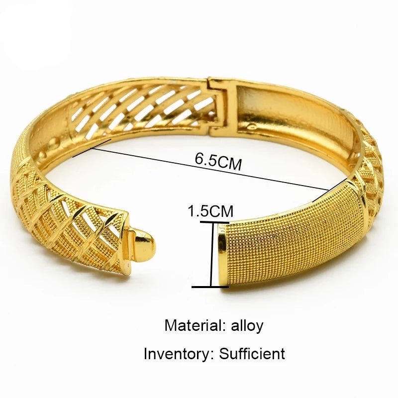 Designer African Bracelet: 24K Gold-Colored Bangles for Women, Luxury Wedding Jewelry - Flexi Africa - Flexi Africa offers Free Delivery Worldwide - Vibrant African traditional clothing showcasing bold prints and intricate designs