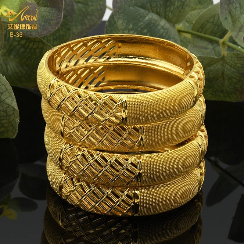 Designer African Bracelet: 24K Gold-Colored Bangles for Women, Luxury Wedding Jewelry - Flexi Africa - www.flexiafrica.com