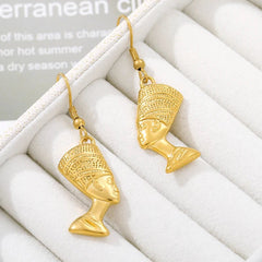 Egyptian Queen Nefertiti Stud Earrings for Women Stainless Steel Gold Color African Earring Fashion - Free Delivery Worldwide only at Flexi Africa