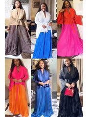 Elegant 2PC Party Set for Women – Belted Batwing Sleeve Top & A - Line Maxi Dress - Free Delivery Worldwide only at Flexi Africa