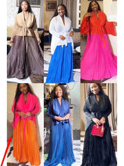 Elegant 2PC Party Set for Women – Belted Batwing Sleeve Top & A - Line Maxi Dress - Free Delivery Worldwide only at Flexi Africa