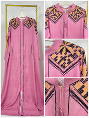 Elegant Allure: Sophisticated Chiffon Robe with Unique Diamond Print, Stylish Collar, and Decorative Tassel Zip Detail - Free Delivery Worldwide only at Flexi Africa