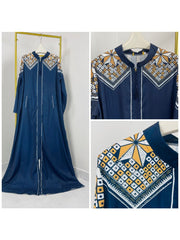 Elegant Allure: Sophisticated Chiffon Robe with Unique Diamond Print, Stylish Collar, and Decorative Tassel Zip Detail - Free Delivery Worldwide only at Flexi Africa