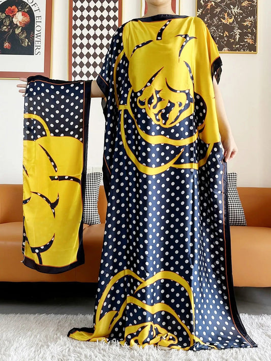 Elegant Printed Abayas: Soft, Loose-Fit Robes with Matching Scarves for Modern Muslim Women's Summer Fashion - Flexi Africa