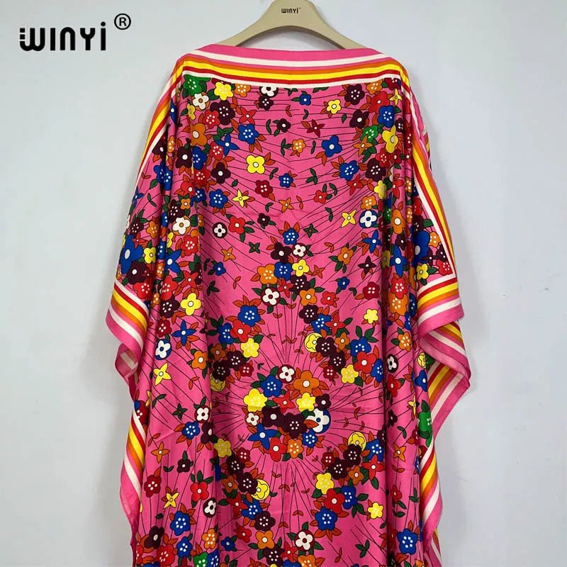 Elegant Summer Beach Dress: Muslim African Print Clothing for Women - Flexi Africa - Flexi Africa offers Free Delivery Worldwide - Vibrant African traditional clothing showcasing bold prints and intricate designs