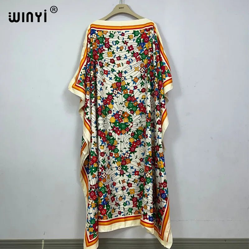 Elegant Summer Beach Dress: Muslim African Print Clothing for Women - Flexi Africa - Flexi Africa offers Free Delivery Worldwide - Vibrant African traditional clothing showcasing bold prints and intricate designs