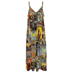 Elegant Women's Summer Dress with Major Arcana Tarot Design - Perfect for Ceremonial Occasions - Flexi Africa - Free Delivery Worldwide only at www.flexiafrica.com