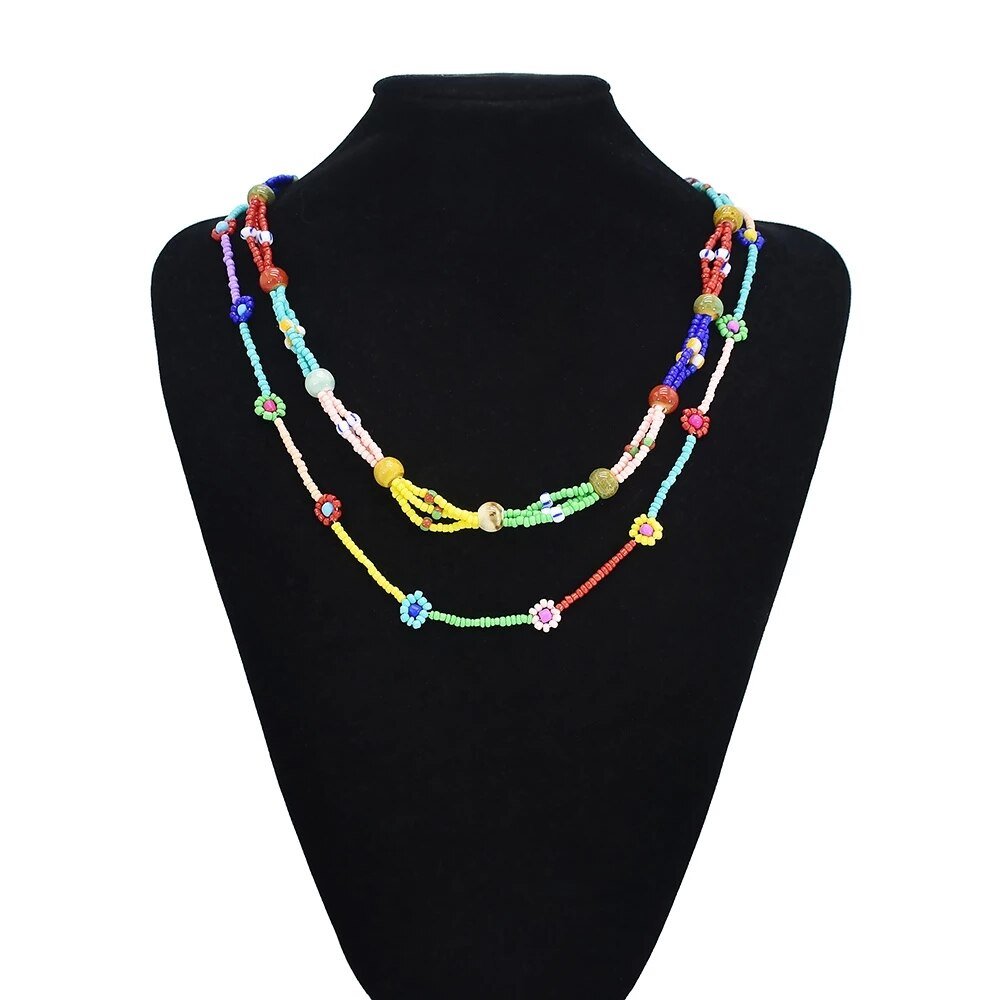 Ethnic African Big Chunky Bib Statement Choker - A Vibrant and Multicolored Beaded Necklace Perfect for Women - Flexi Africa