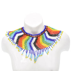 Ethnic African Big Chunky Bib Statement Choker - A Vibrant and Multicolored Beaded Necklace Perfect for Women - Flexi Africa