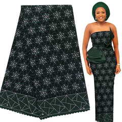 Exquisite Nigerian Party Stone Embroidery Gown: Fashion's 100% Cotton Voile Lace Fabric 2.5 Yards - Flexi Africa