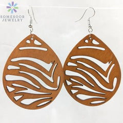 Fashion Laser-Cut Wooden African Map Drop Earrings: Traditional Ethnic Pendant Dangle Jewelry for Women - Flexi Africa