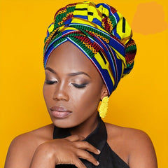 Floral Print Kent Style Head Wrap with Luxurious Satin Lining - Turban Beanie Cap - Free Delivery Worldwide only at Flexi Africa