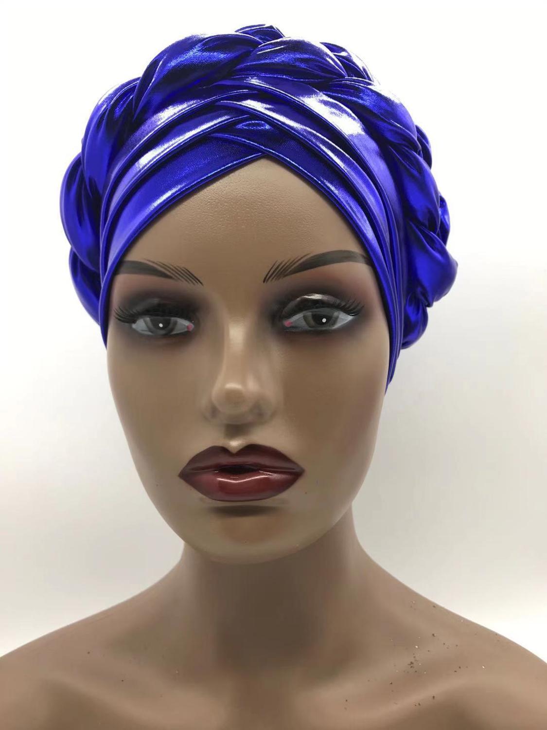 Forehead Braids Turban Cap Shimmering African Headtie, Head Wraps, Muslim Headscarf, Bonnet Ready Hijab Hat - Flexi Africa