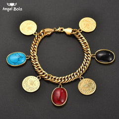 Gold Coin Necklace and Bracelet Jewelry Set for Women & Men – Middle Eastern African Inspired Gift - Free Delivery Worldwide only at Flexi Africa