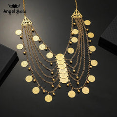 Gold Coin Necklace and Bracelet Jewelry Set for Women & Men – Middle Eastern African Inspired Gift - Free Delivery Worldwide only at Flexi Africa