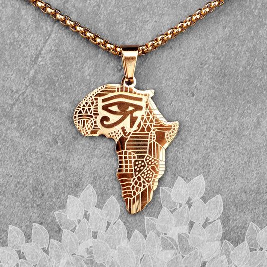 Golden Safari: Bold Africa Map Necklace for Men Stainless Steel Pendant Chain - Flexi Africa - Free Delivery Worldwide