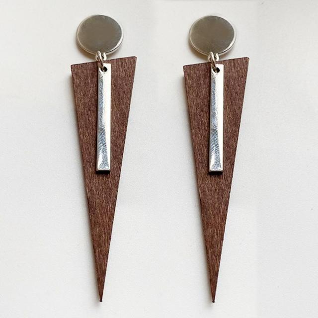 Handmade Zinc Alloy Geometric Wood Earrings - Trendy African Jewelry for Women - Flexi Africa - Flexi Africa offers Free Delivery Worldwide - Vibrant African traditional clothing showcasing bold prints and intricate designs