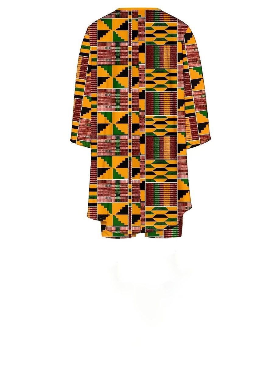 Large Size Fashion African Print Three Quarter Sleeve Shorts Set, Ankara Style, Same Style, African Tribal Style, Machine Washable, Easter. Perfect Gift Choice for Mother's Day - Free Delivery Worldwide only at Flexi Africa
