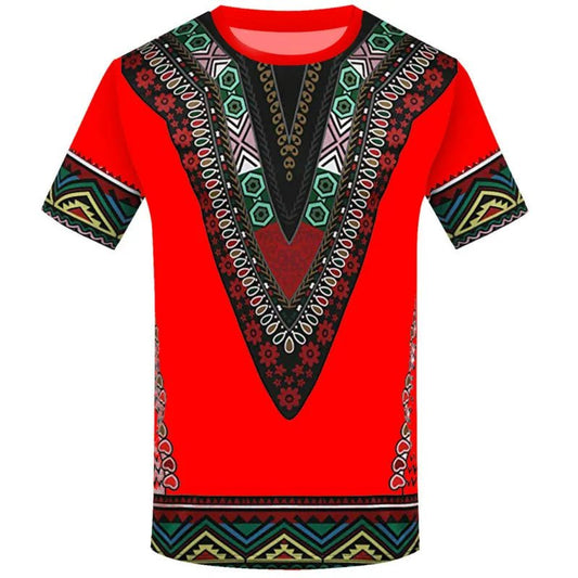 Men's T-Shirts 3D Printing Ethnic African Clothing Round Neck Shirts - Free Delivery Worldwide only at Flexi Africa